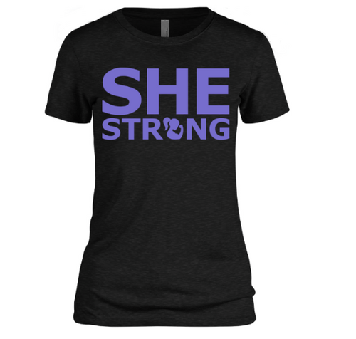 SHE STRONG 2 Stacked Design Black Short Sleeve Tee