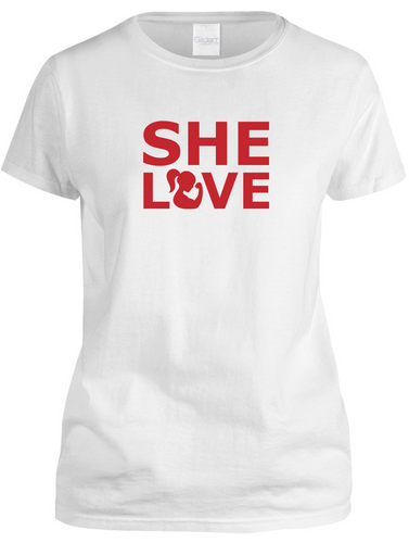 SHE LOVE Muscle Girl Stacked White Tee
