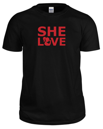 SHE LOVE Muscle Girl Stacked Black Tee