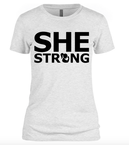 SHE STRONG 2 Heather White Short Sleeve Tee